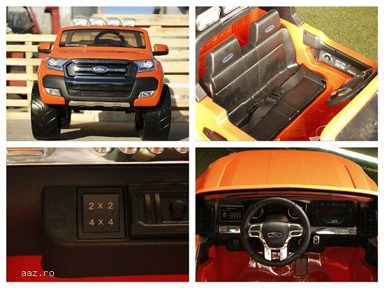 Masinuta electrica pentru 2 copii Ford Ranger 4x4 ,    4x 35W,    12V / 10Ah cu Bluetooth
