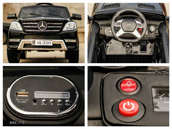 Masinuta electrica Mercedes ML350 2x25W cu Music PLayer,    2xUSI #Negru