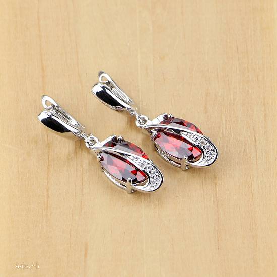 Set bijuterie din argint 925 de culoare rosie 2