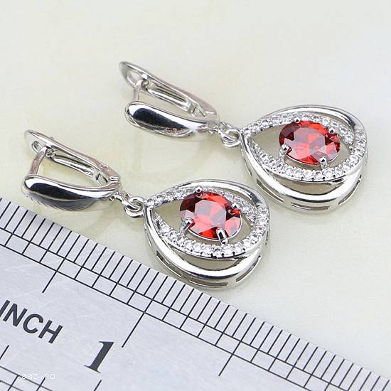 Set bijuterie din argint 925 de culoare rosie 6