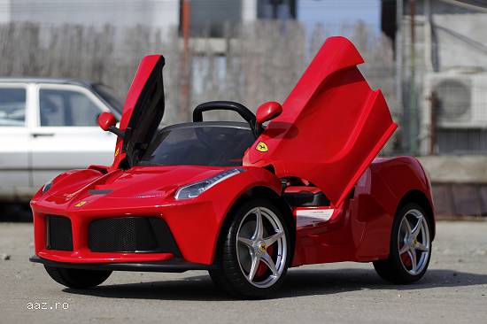 Masinuta electrica Laferrari 2x 25W 12V cu scaun Tapitat,   USI ButterFly #Rosu