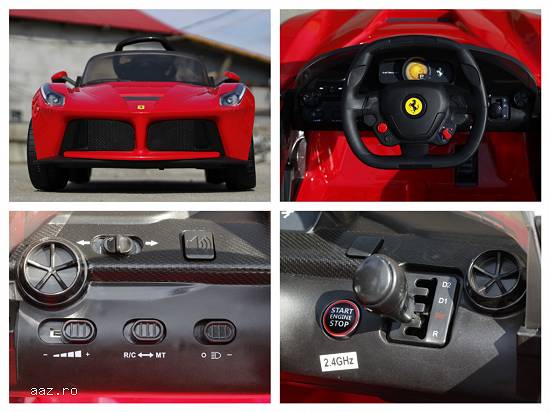Masinuta electrica Laferrari 2x 25W 12V cu scaun Tapitat,   USI ButterFly #Rosu