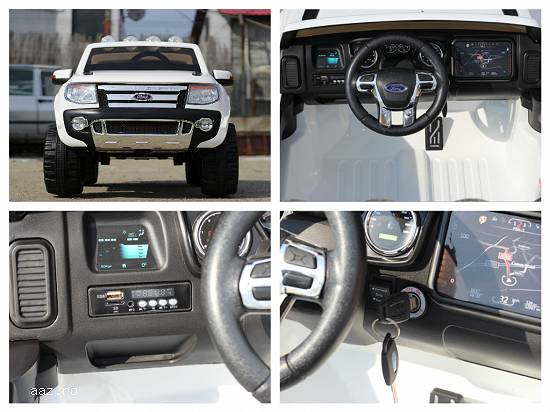 Masinuta electrica pentru 2 copii Ford Ranger F150,    2x 35W 12V #ALB