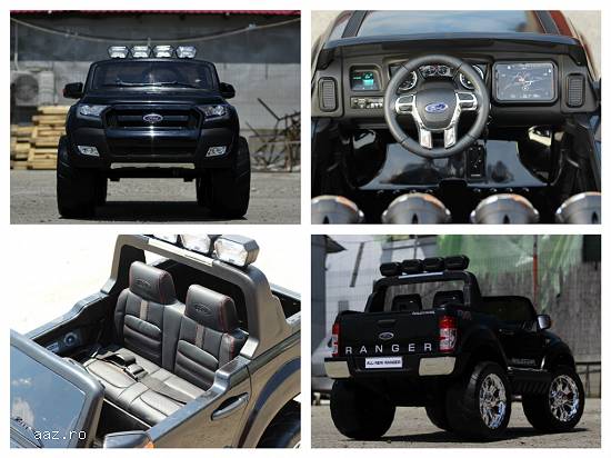 Masinuta electrica Ford Ranger 4x4 cu Bluetooth,    scaun tapitat,    pentru 2 copii