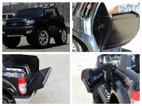 Masinuta electrica Ford Ranger 4x4 cu Bluetooth,    scaun tapitat,    pentru 2 copii