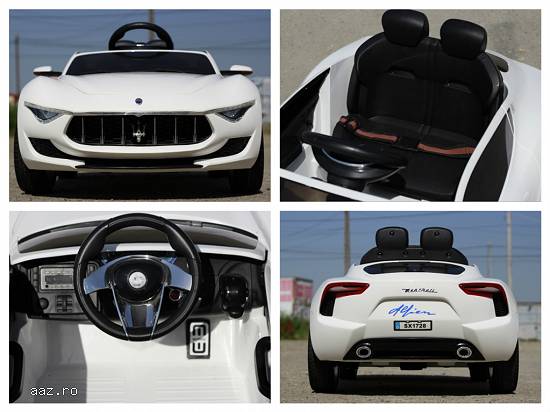 Masinuta Maserati Alfieri 12V cu LED ROTI si INTETRIOR,    Volan ASISTAT