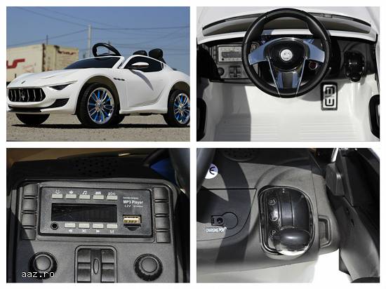 Masinuta Maserati Alfieri 12V cu LED ROTI si INTETRIOR,    Volan ASISTAT