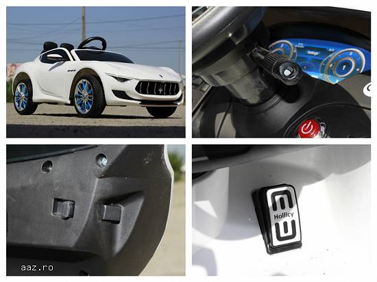 Masinuta Maserati Alfieri 12V cu LED ROTI si INTETRIOR,    Volan ASISTAT