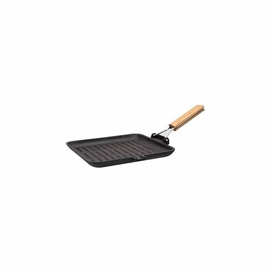 Tigaie grill din fonta cu maner din lemn detasabil,   28cm