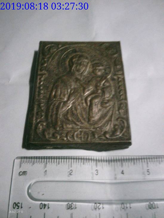 Icoana Veche Unicat cca Sec. XlX din Alama in Relief