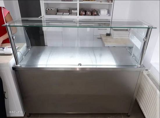 Vitrina inox patiserie plan cald cu suport