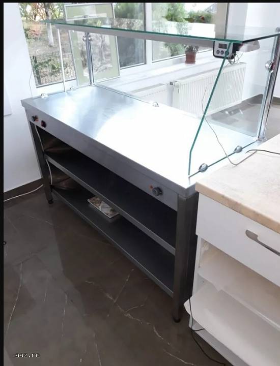 Vitrina inox patiserie plan cald cu suport