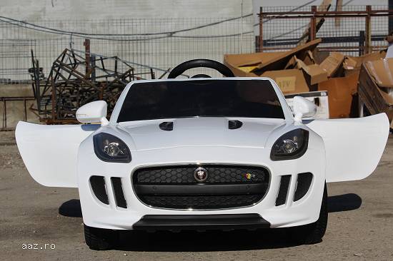 Masinuta electrica pentru copii Jaguar F Type echipata cu ROTI MOI #Alb