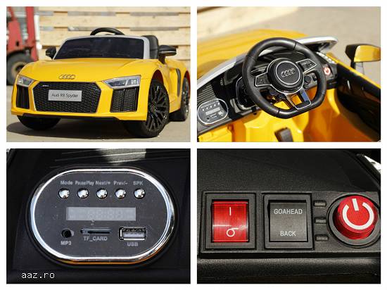 Masinuta electrica pentru copii AUDI R8 Spyder echipata premium #galben