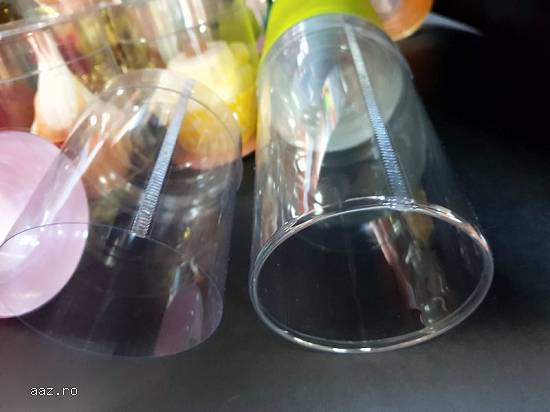 Cutii rotunde (cilindri) din plastic transparent diametru 8 cm