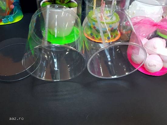 Cutii rotunde (cilindri) din plastic transparent diametru 10 cm
