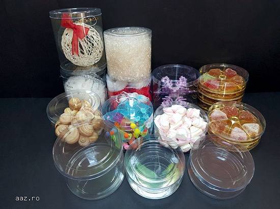 Cutii rotunde (cilindri) din plastic transparent diametru 12 cm si 12.7 cm
