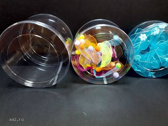 Cutii rotunde (cilindri) din plastic transparent diametru 12 cm si 12.7 cm