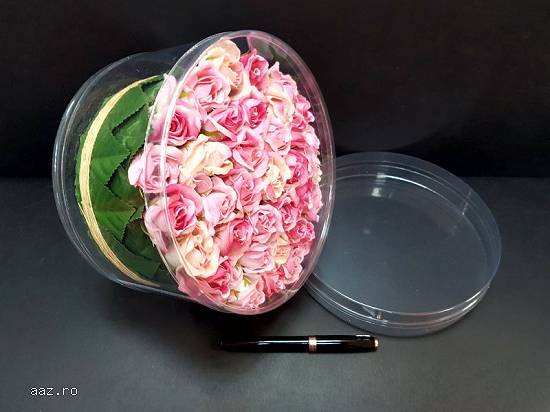 Cutii rotunde (cilindri) din plastic transparent diametru 20 cm