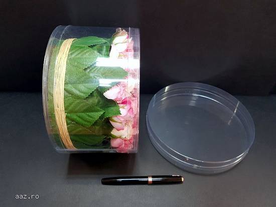 Cutii rotunde (cilindri) din plastic transparent diametru 20 cm