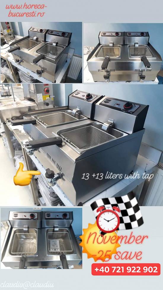 Friteuza inox electrica 2x13 litri de banc profesionala