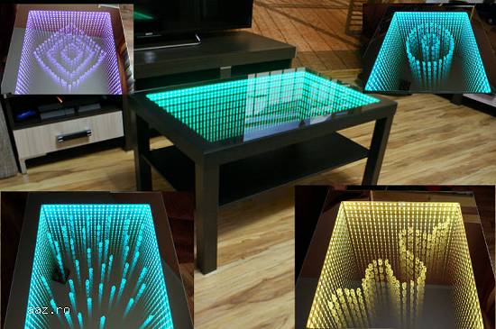 Masa 3D personalizata,   masa infinity,   masa sticla LED
