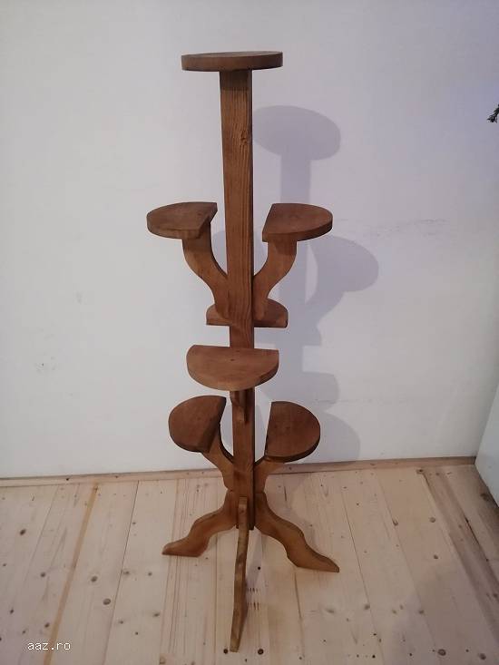 Suport Pentru Flori Din Lemn Model Tower Mushroom