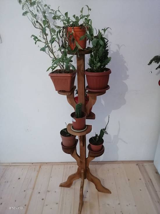Suport Pentru Flori Din Lemn Model Tower Mushroom