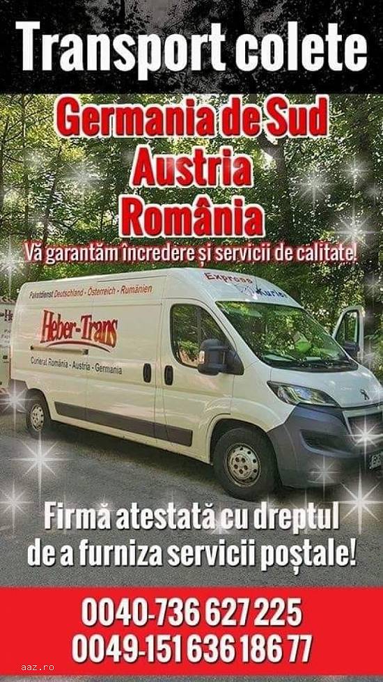 Transport colete,   pachete Germania -Austria -Romania de la adresa la adresa