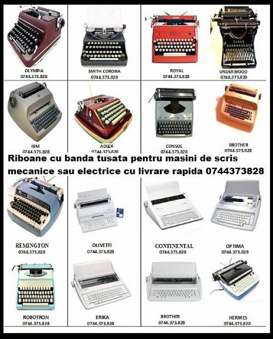 Riboane cu banda tusata pentru masini de scris mecanice sau electrice cu livrare rapida 0744373828.