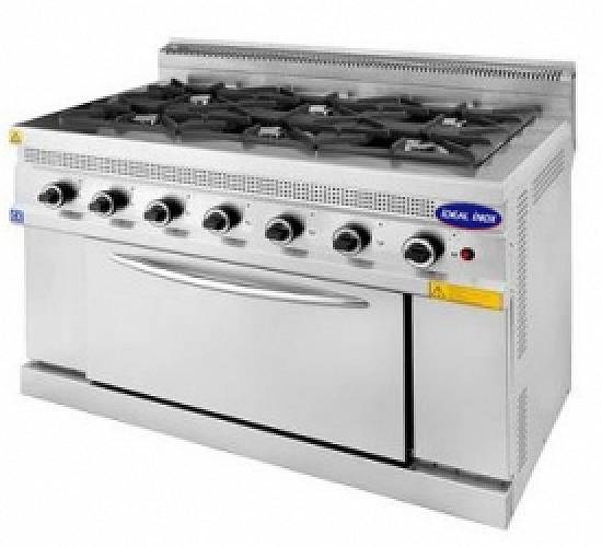 Aragaz 6 arzatoare si cuptor,   Ideal Inox
