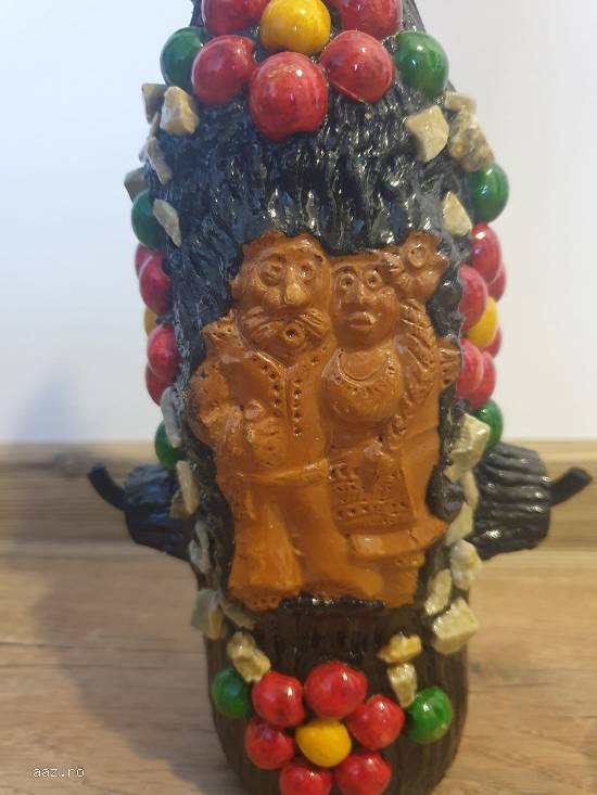 Sticla hand made cu pahare de țuică