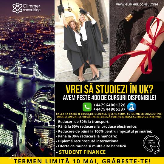 Planuiesti sa studiezi in UK in 2020? Termen limită 10 MAI. Aplica acum,    grăbeste-te!