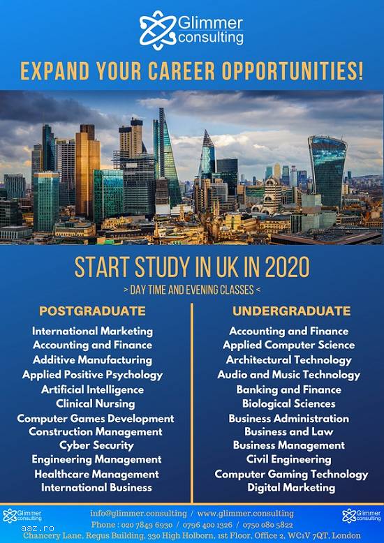 Planuiesti sa studiezi in UK in 2020? Termen limită 10 MAI. Aplica acum,    grăbeste-te!