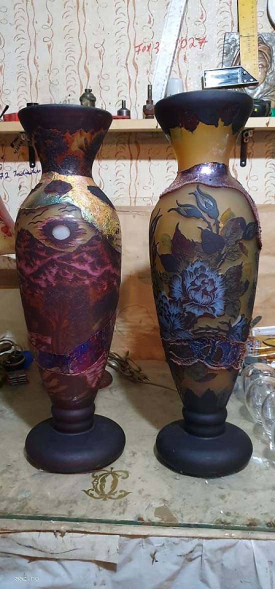 Galle ,   cu depunere metalica,   atelier sticla