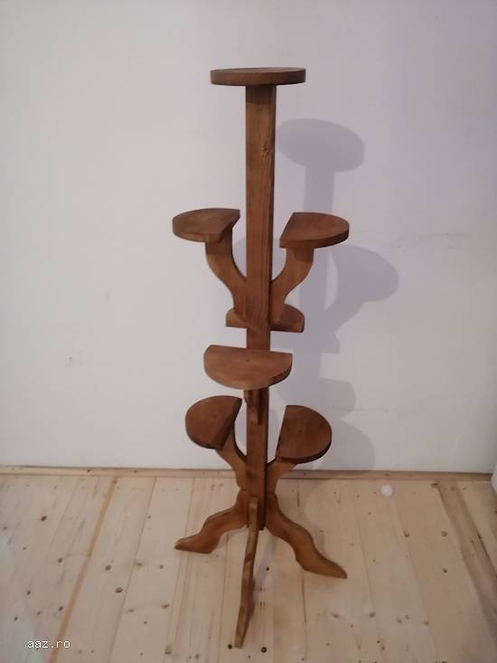 Suport Pentru FLori Din Lemn Masiv Model Tower Mushroom Pentru 7 Ghivece