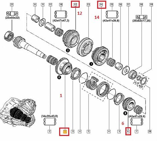 Pinion treapta 1,   2,   5,   6 -cutie de viteze manuala Renault Master 2.5 DCI 6 trepte PF6