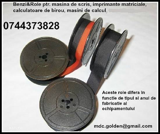 Rola impregnata cu tus 13 mm pentru masina de scris,   bicolora si monocroma.