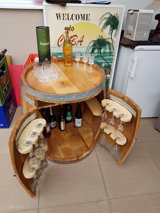 Raft mini bar rustic,   raft lemn pentru vin
