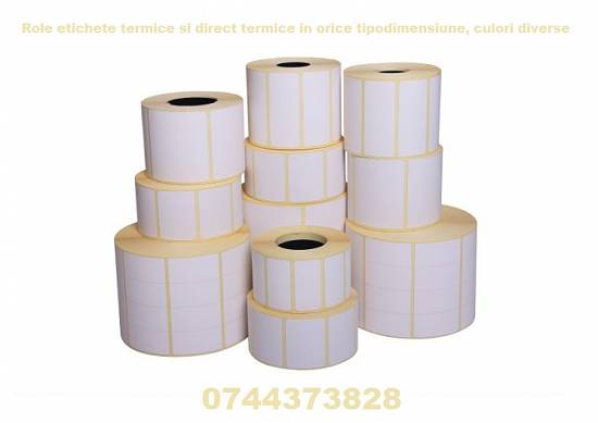 Role etichete termice si direct termice in orice tipodimensiune,   culori diverse.