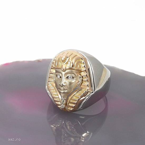 Inel deosebit pfarao aur 14k tutankhamoun cu briliante