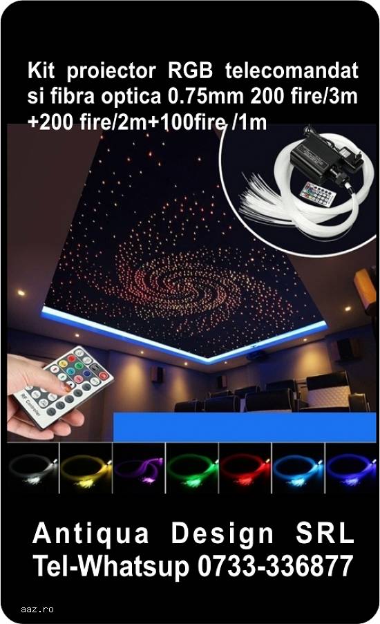 Kit fibra optica pentru tavane dormitor,   camere copii,   living