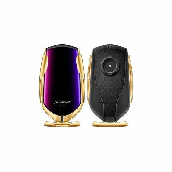 Suport auto cu incarcator wireless si senzor inteligent Smart Sensor R1,   USB,   functie Fast Charg