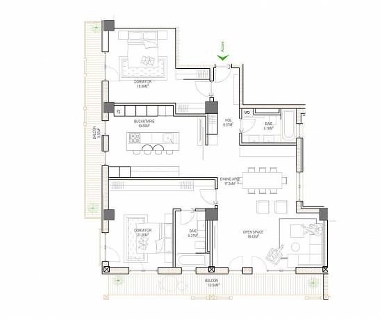 Apartament Straulesti 3camere /Metrou/Centru