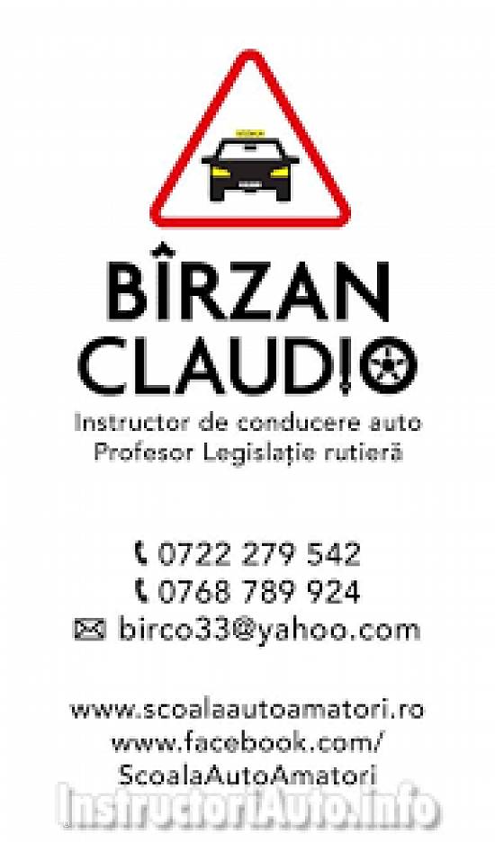 Scoala de soferi – Instructor auto autorizat / Profesor legislatie rutiera BIRZAN CLAUDIO