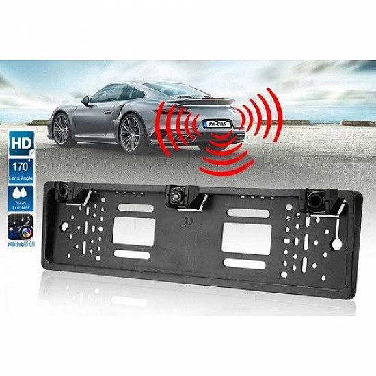 Suport numar auto cu camera video HD si 2 senzori parcare