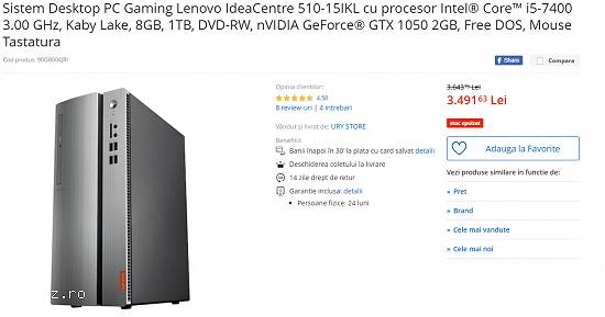 Pc lenovo pentru gaming si lucru