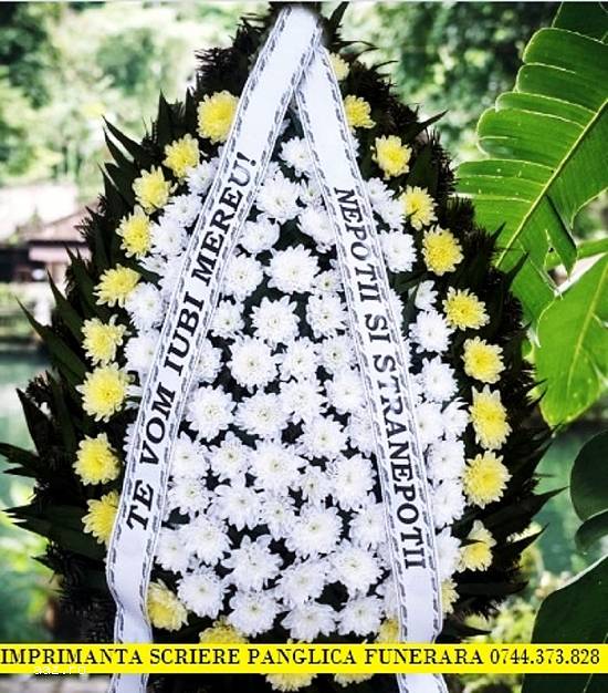Sistem scriere panglici pentru coroane,   jerbe și buchete de flori cu livrare .