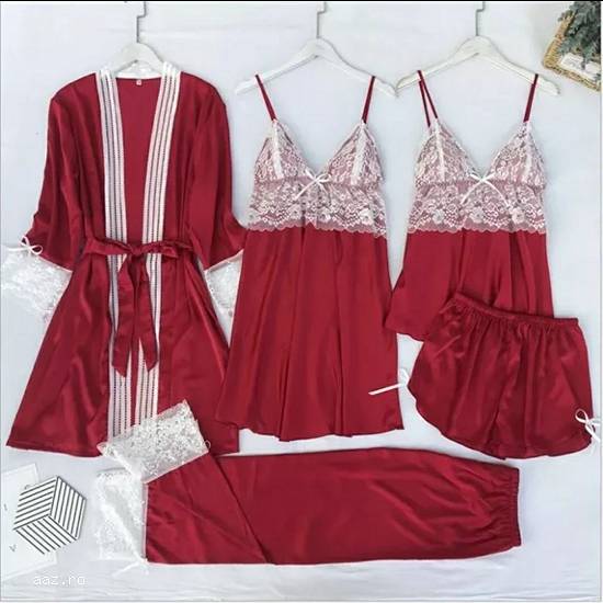 Pijamale satin 5 piese