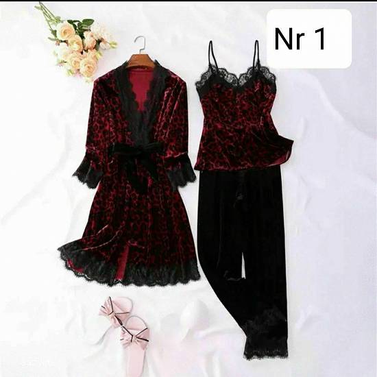 Pijama set 3 piese/ catifea moale